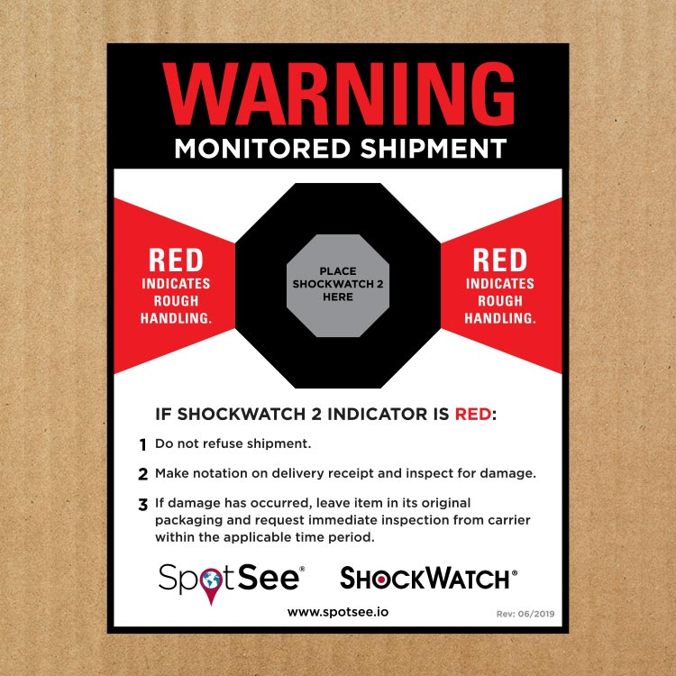 ShockWatch Warning Label SpotSee Impact Indicators