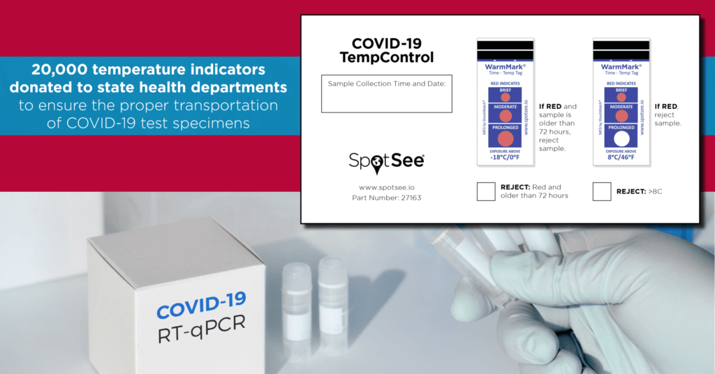 SpotSee Donates Temperature Indicators to US State Health Departments for COVID-19 Specimens