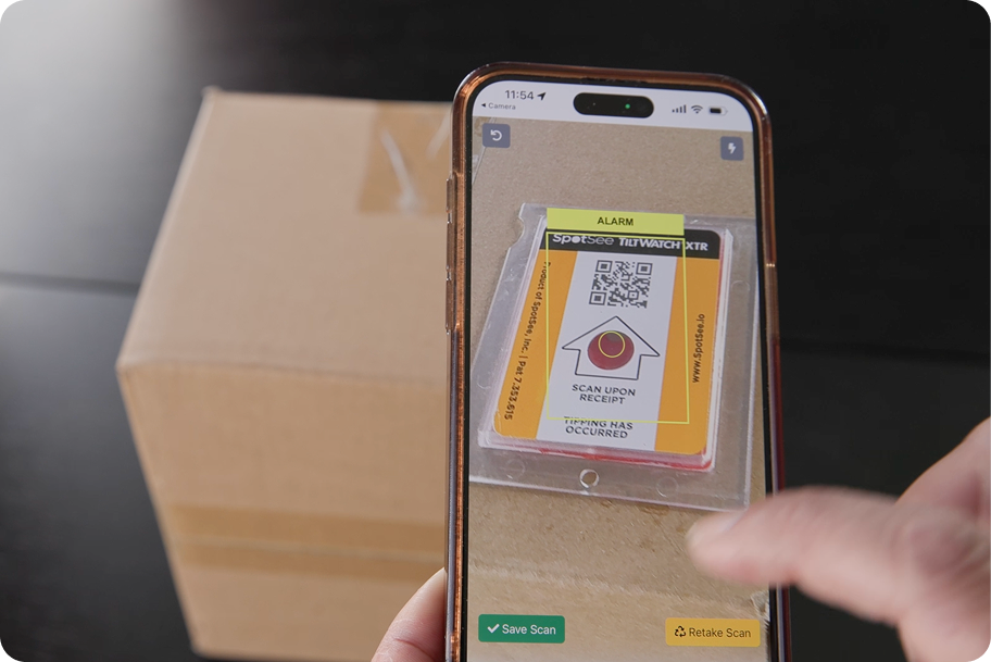 scanning tiltwatch xtr qr with phone app